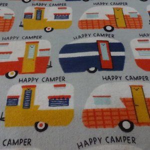 Fun "HAPPY CAMPER" Handmade Cotton Flannel Pillowcase